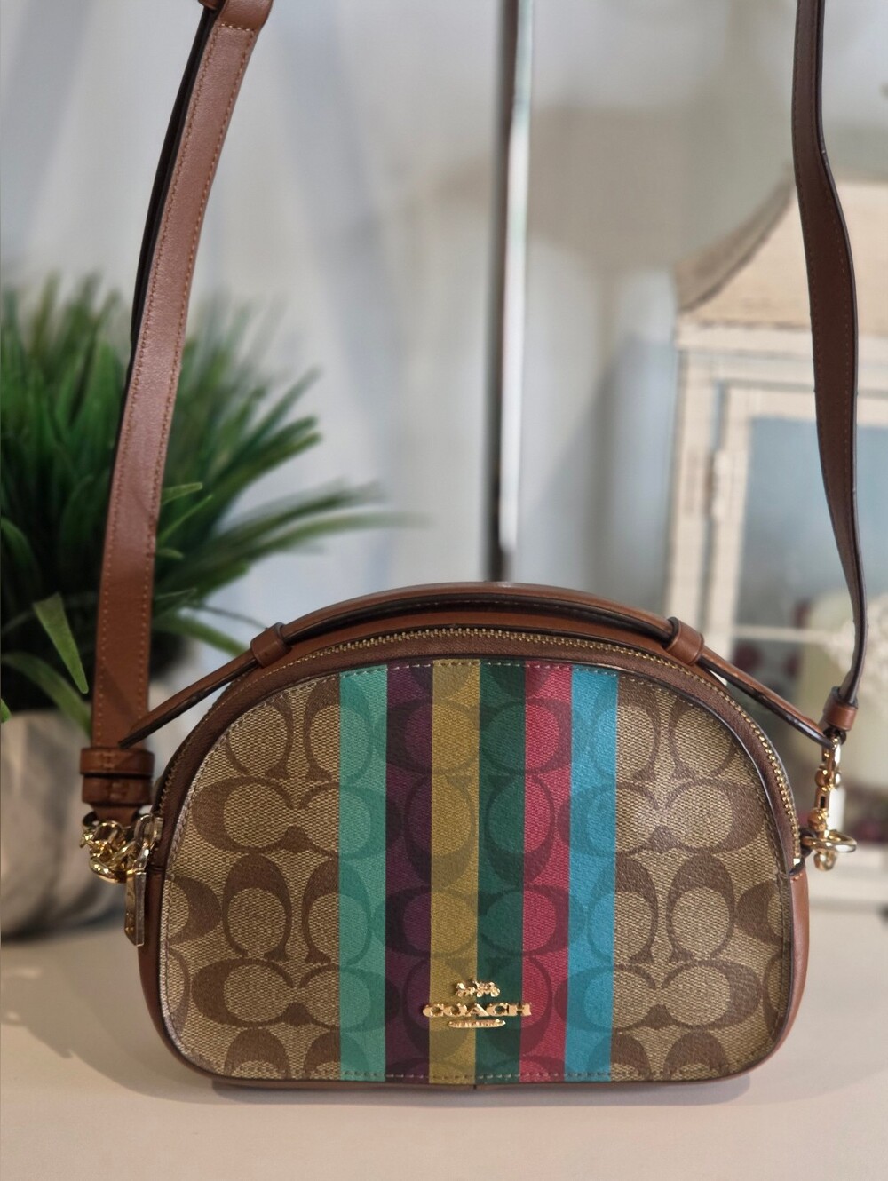 COACH Serena Satchel in Signature Canvas with Stripe C5642 Crossbody